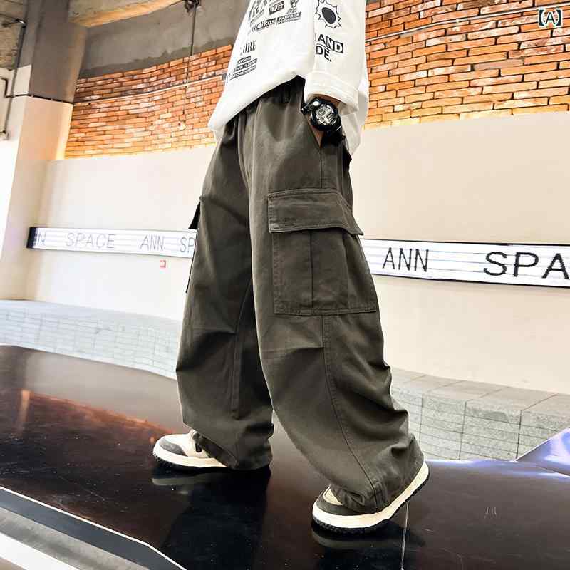 子供用 オーバー オール カジュアル パンツ 韓国 AS 男の子 秋冬 ストレート パラシュート オーバー オール 2024 子供用 ゆったり 裏起毛 パンツ(4.0)