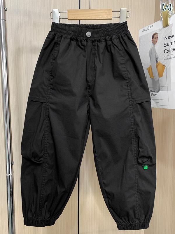Long-Trousers, Trousers - 子供用 オーバー オール カジュアル パンツ 男の子 夏用 薄手 パンツ 2025年 子供用 春夏 カジュアル オーバー オール アウター おしゃれ 防蚊