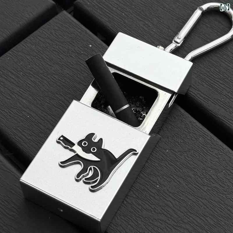 ポケット 灰皿 ミニ 子猫 キラー ポータブル 灰皿 収納 ボックス キーホルダー 持ち 運びに 便利 個性..
