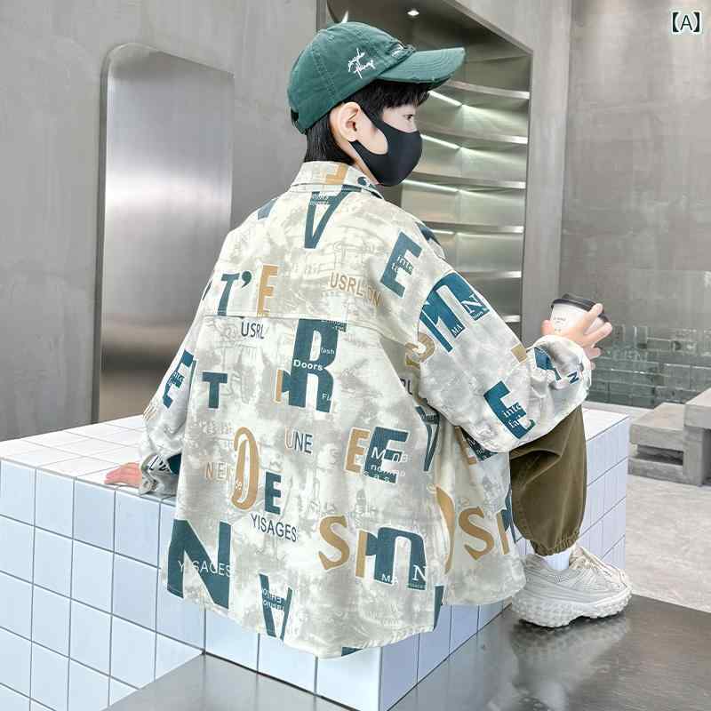 男の子用 シャツ ボーイズ シャツ ジャケット 2024 春秋中 大型 子供 秋 秋服 絞り 染め 長袖