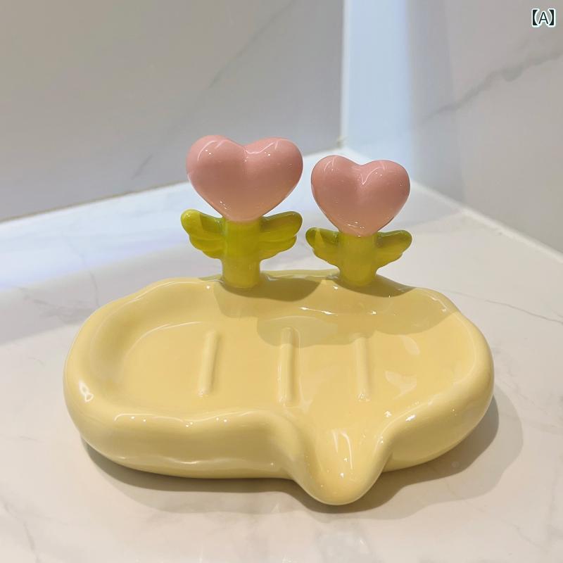 石鹸ラック 高級 セラミック ソープディッシュ 家庭用 バス ルーム用の 水を 排出 し 水が 溜まる のを 防ぎます 収納 ラック(3)