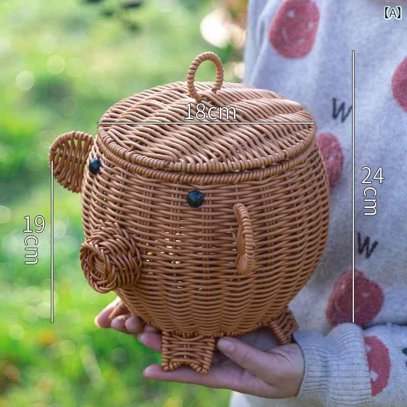 ピクニック バスケット フェイク 籐 編み バスケット 動物 フルーツ リビング ルーム スナック キャンディー モダンな シンプル コーヒー テーブル スタンド