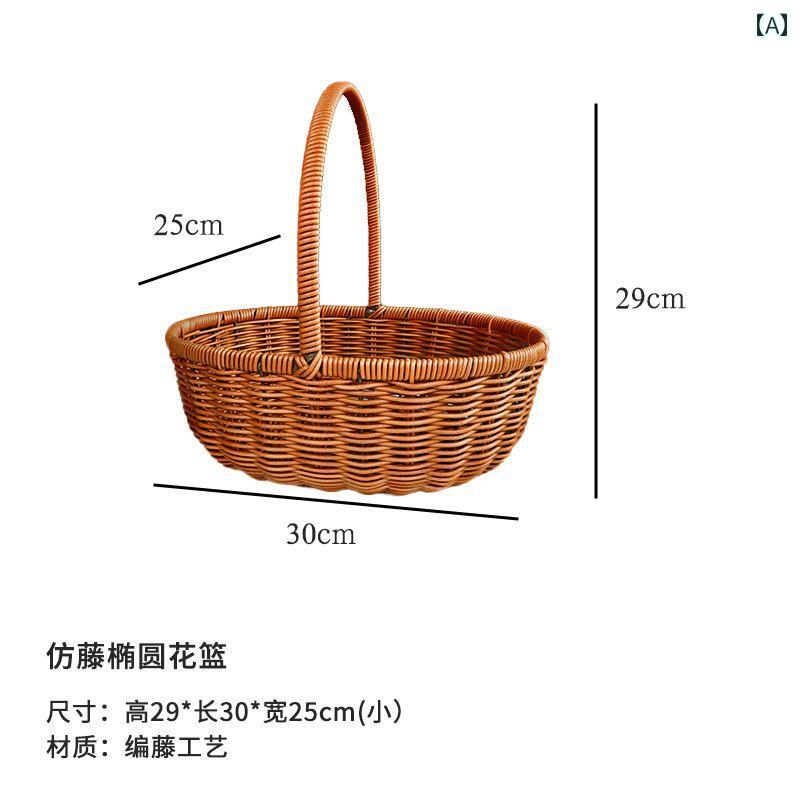 ピクニック バスケット 手編みの 籐 かご 祈りの フルーツと 花の ギフト 卵 食料 品の 買い物
