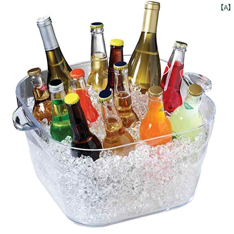 アイスペール バケツ バー シャンパン ボウル 小中大 サイズ 透明 PC 落下 防止 インゴット型 アイス ..