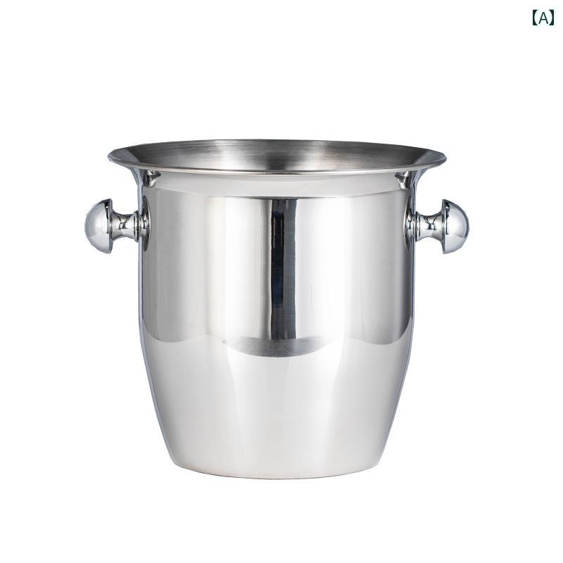 アイスペール バケツ ステンレス 厚手 アイス ワイン 大型 シャンパン 盆地 ハンマード 双 耳 赤 家庭..