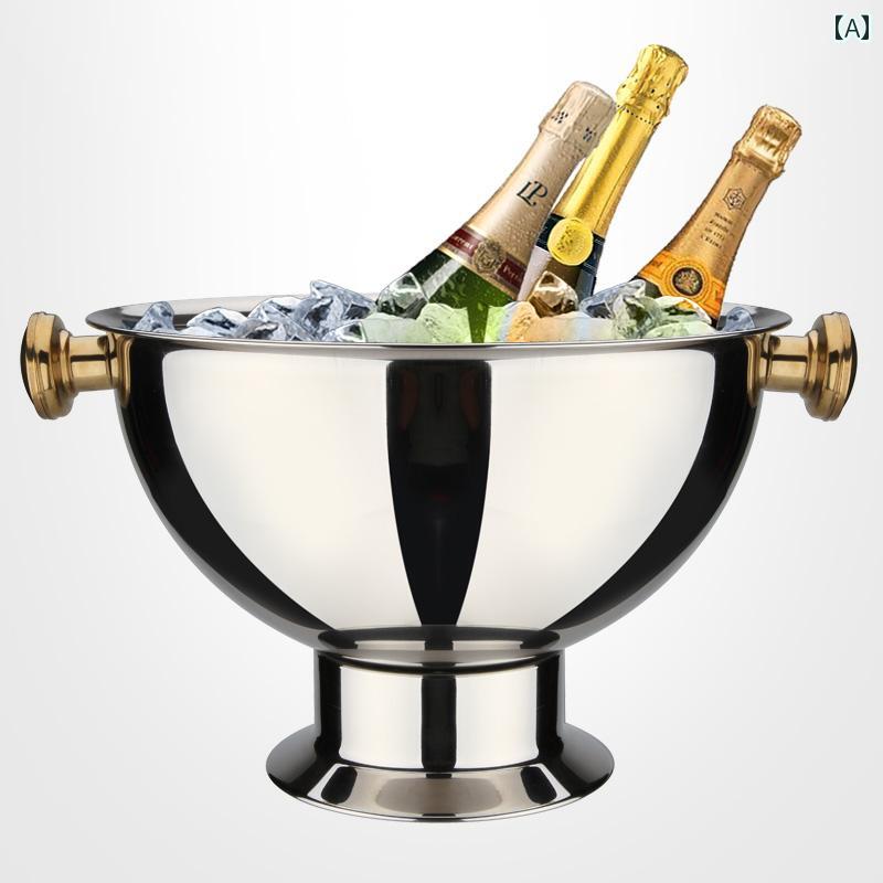 アイスペール バケツ 大型 ステンレス製 アイス バケツ パーティー用 シャンパン ボウル 特大 赤 ワイ..