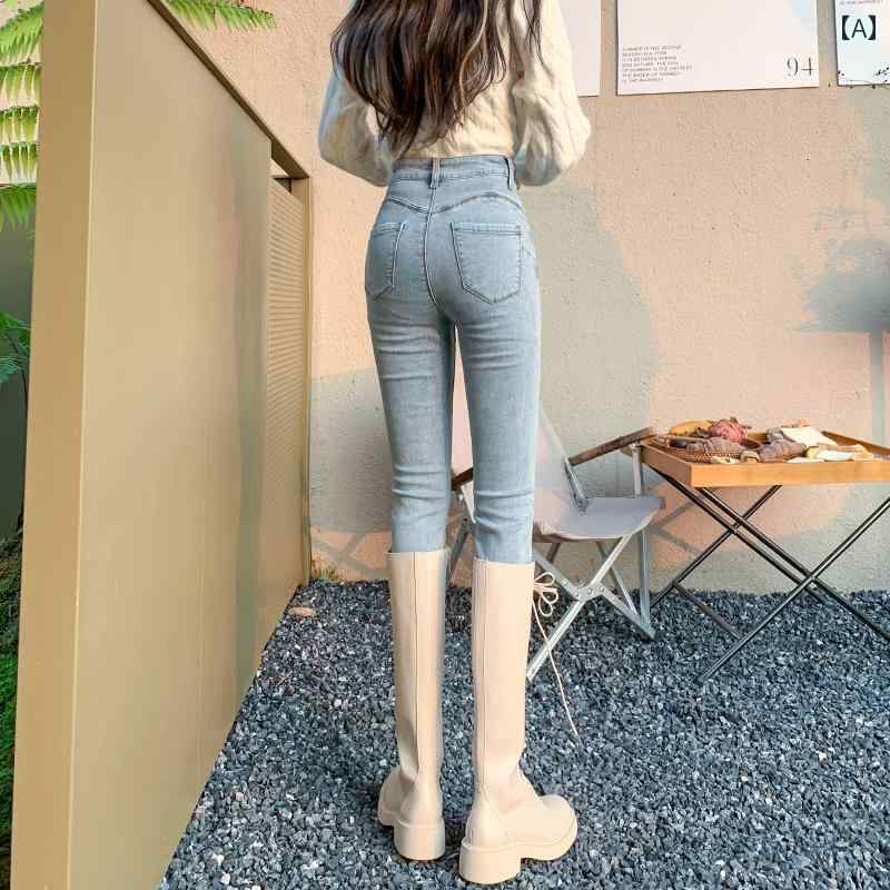 ハイウエスト ジーンズ レディース プチサイズ 女性用 ピーチ ヒップ ジーンズ 2024 春秋 ハイウエスト..