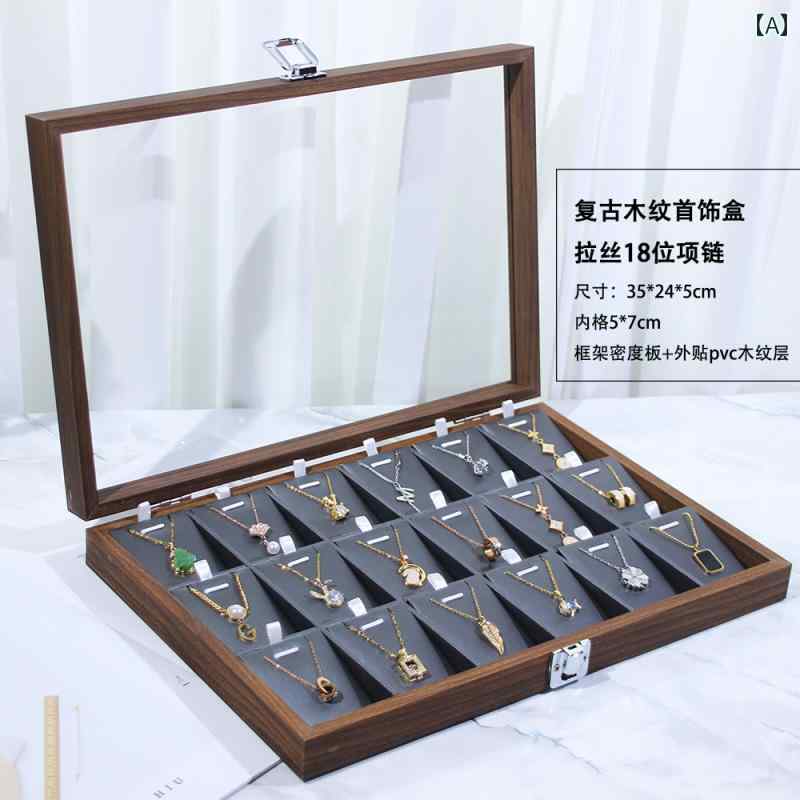 ジュエリーボックス 収納ボックス 高級 ネックレスおよび ジュエリー 収納 ボックス 木目調 18 ポジシ..
