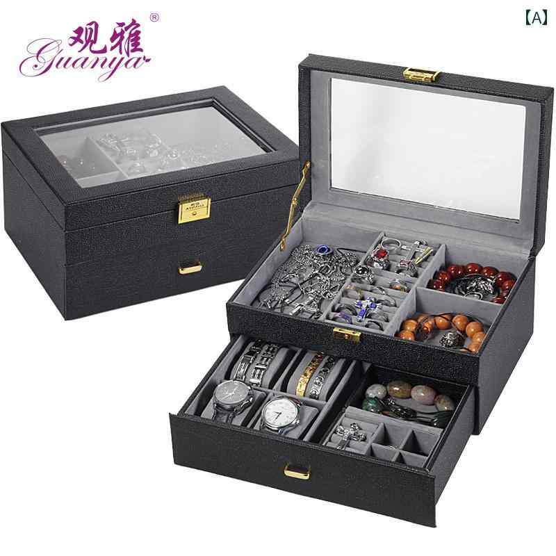 ジュエリーボックス 収納ボックス 男性用 ジュエリーボックス 多機能 ファッション 時計 サングラス 指..