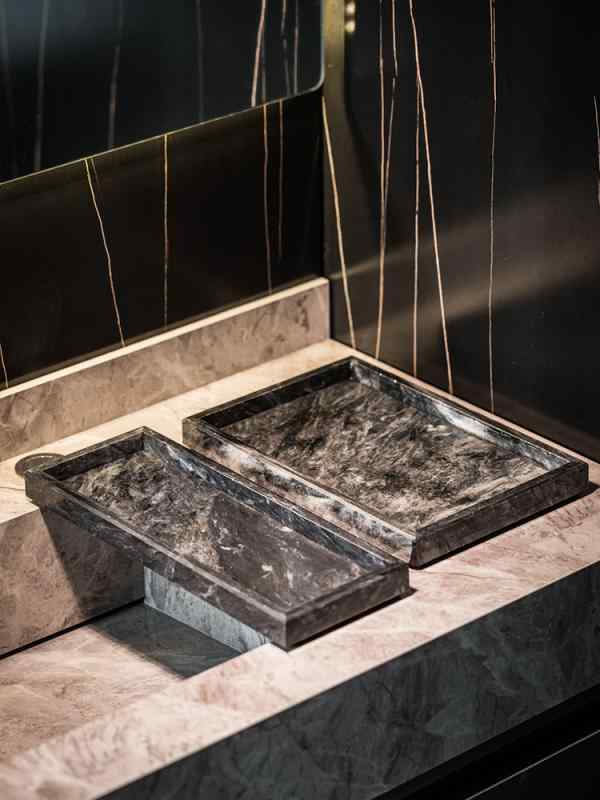 バスタブ ラック バス ルームの 化粧 台用の 大理石の 収納 トレイ ホテル 高級 歯 ブラシ カップホル..