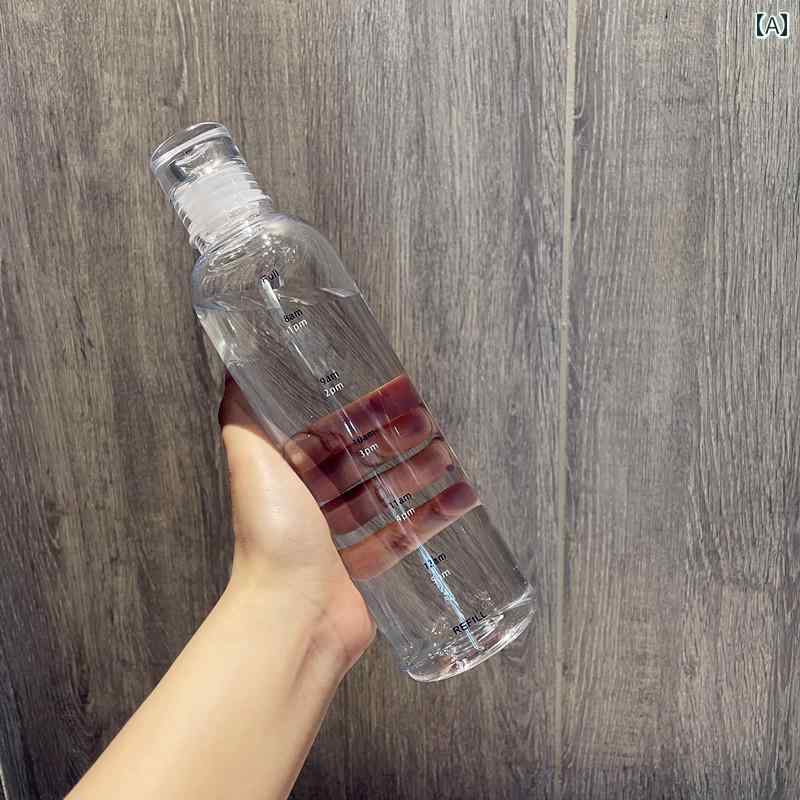 ウォーターボトル レディース メンズ向け 時間 表示 付きの 落下 防止 プラスチック製 ウォーターボトル 韓国高 価値 ティーカップ スポーツ ウォーターボトル。(4)