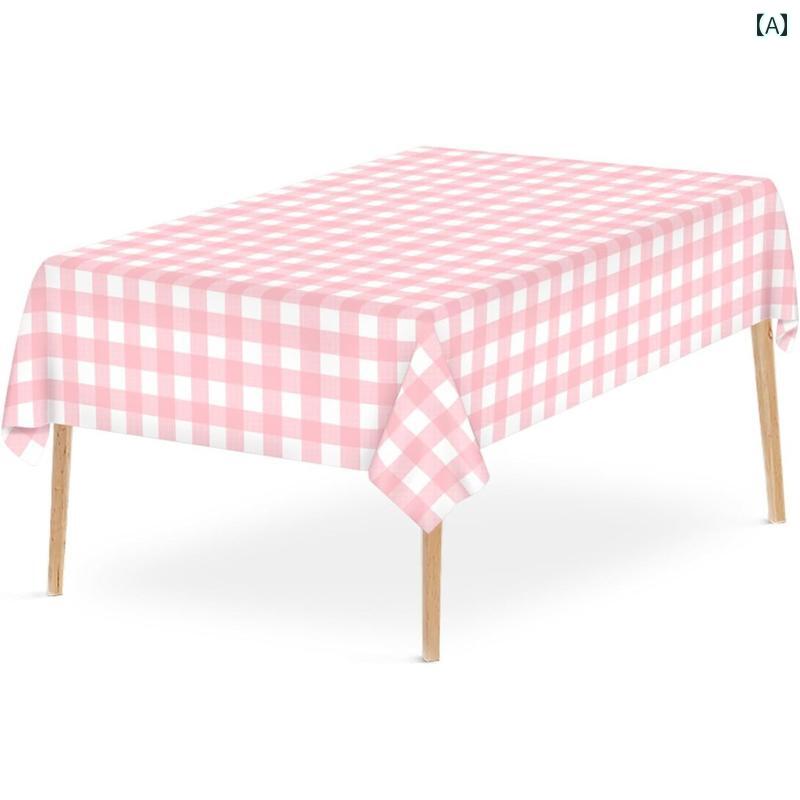 テーブルクロス 厚手 137× 274 cmの チェック 柄 プラスチック テーブル クロス 使い捨て PEVA 長方形 ..