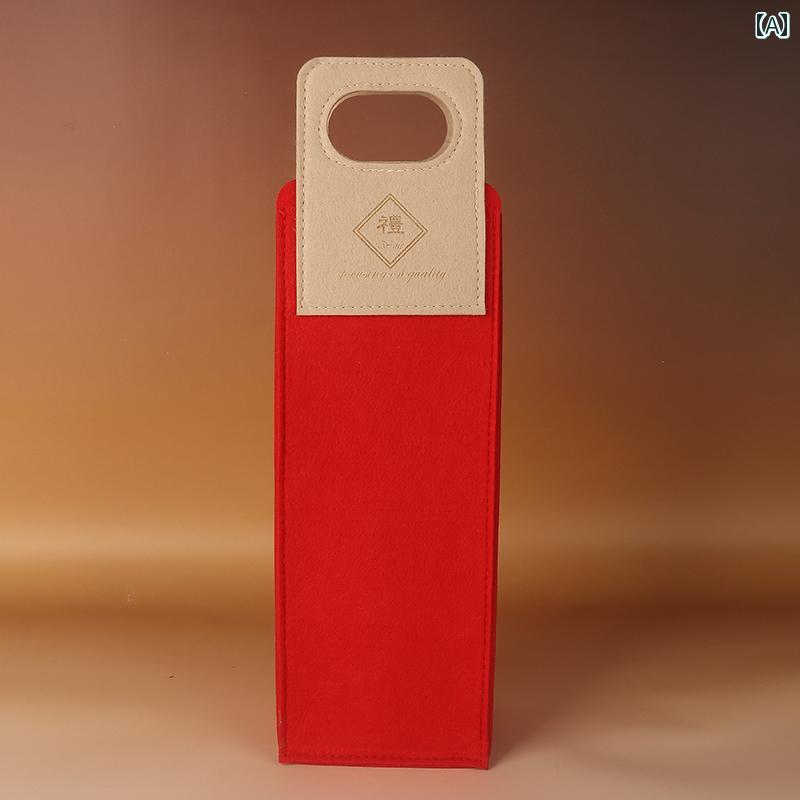 ワインバッグ ワイントートバッグ 赤 ワイン ギフト バッグ ダブル ボトル ボックス レザー フェルト 空の あり 手持ち バッグ。