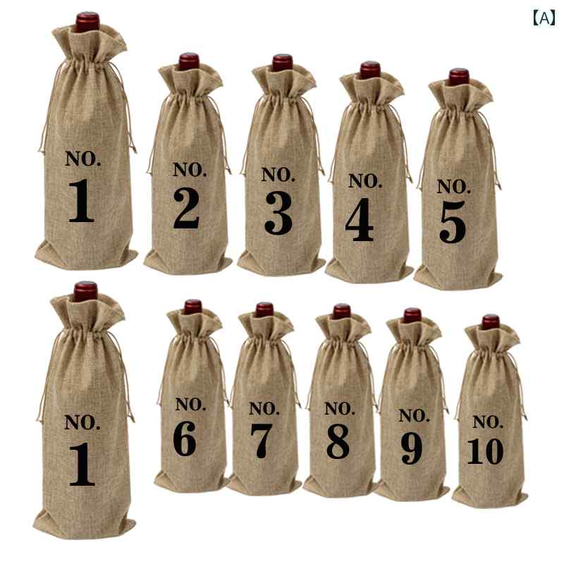 ワインバッグ ワイントートバッグ ありの リネン ワイン バッグ セット 110の 番号 付き ブラインドテ..