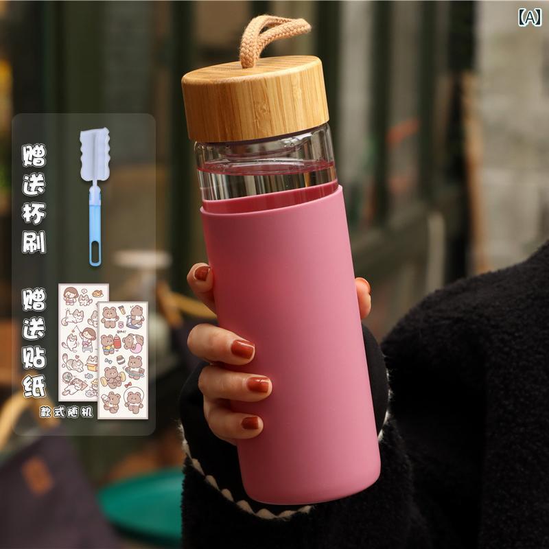 ウォーターカップ ボトル 女子用の高 ホウケイ 酸 ガラス カップ メンズ 見栄えの 良い 耐熱 防 爆 高..