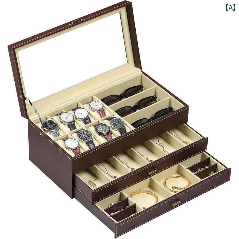 メガネ収納ボックス 腕 時計 メガネ ジュエリーの オール イン ワン 収納 ボックス。 サングラス ネッ..