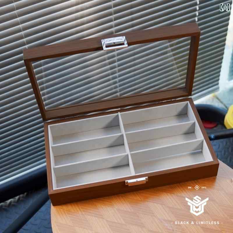 メガネ収納ボックス ウォールナット 柄の 6 コンパートメント 眼鏡 収納および ディスプレイ ボックス..