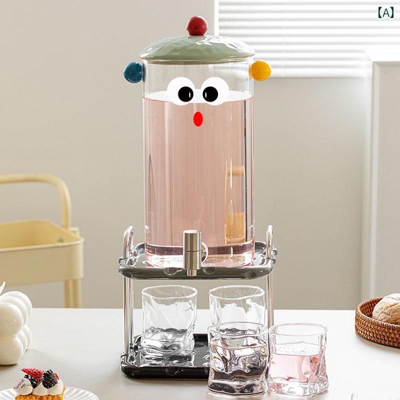 ウォーター ピッチャー ウォーター ピッチャー ガラス 冷水 ピッチャー 耐 高温大容量 家庭用 フルーツティー 容器 飲料 蛇口 付き 貯..