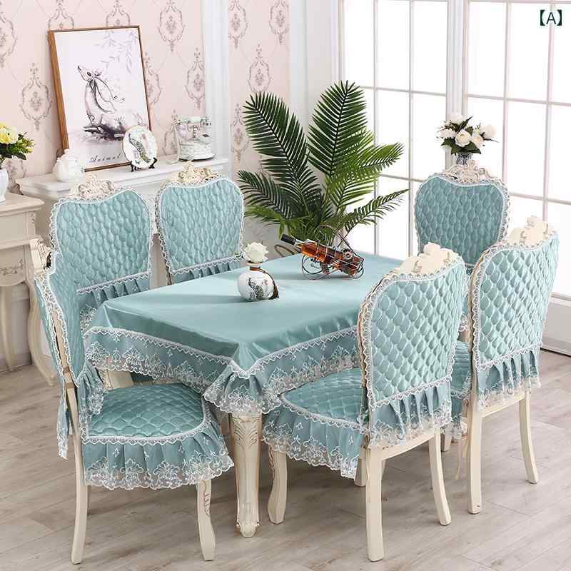 テーブルクロス ヨーロピアン ダイニングチェア クッション セット 特大 レース チェアカバー モダンで..