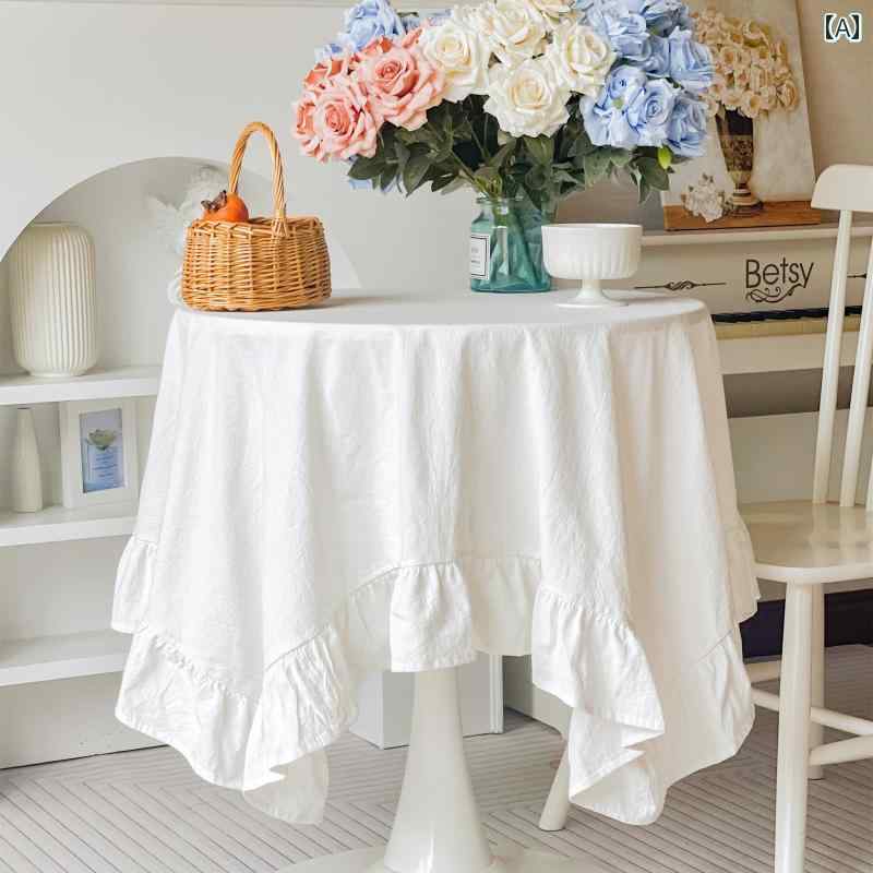テーブルクロス 蓮の葉の テーブル クロス 白い ピクニックの 背景 布 レースの 丸い デザート コーヒー