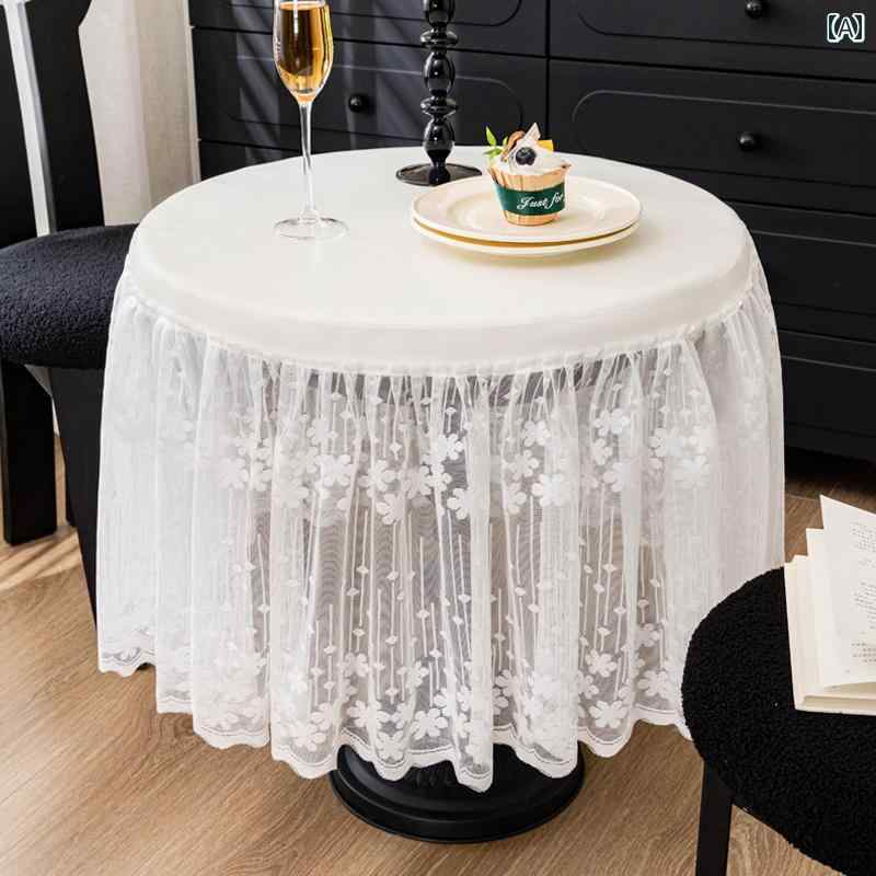 テーブルクロス レースの 丸い テーブル クロス カバー 防水 耐 油 洗濯 可能 家庭用 バルコニーの 小..