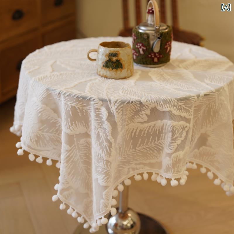 テーブルクロス レース 羽根 飾り ポンポンの 縁取りの テーブル クロス 田園 風の 長方形の コーヒー ..