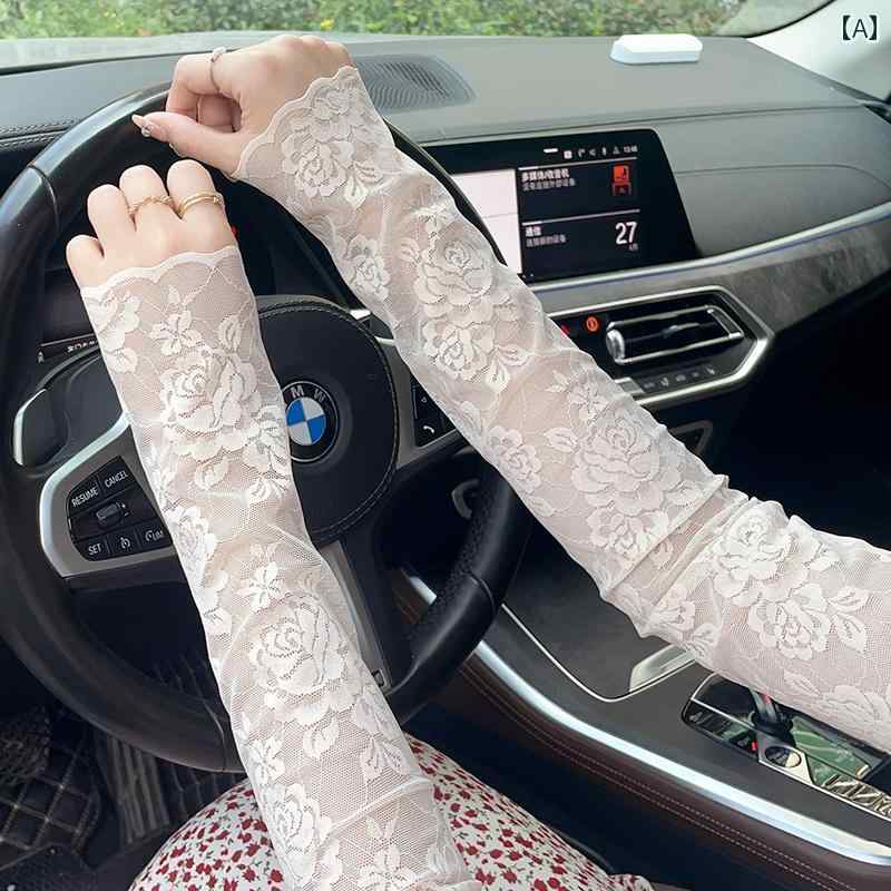 アームスリーブ レース 夏の アウトドア用 インナー 運転や 路面 電車 乗車用 レースの 日焼け防止 ス..