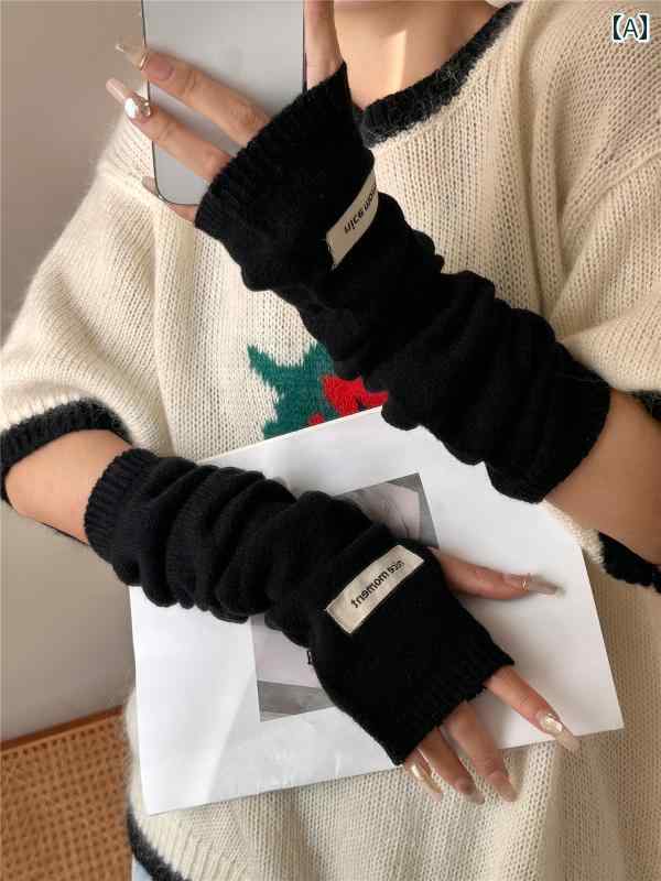 アームスリーブ レース 秋冬 レディース ロング ハーフ ポインター ニット 手袋 かわいい 指なし ライ..