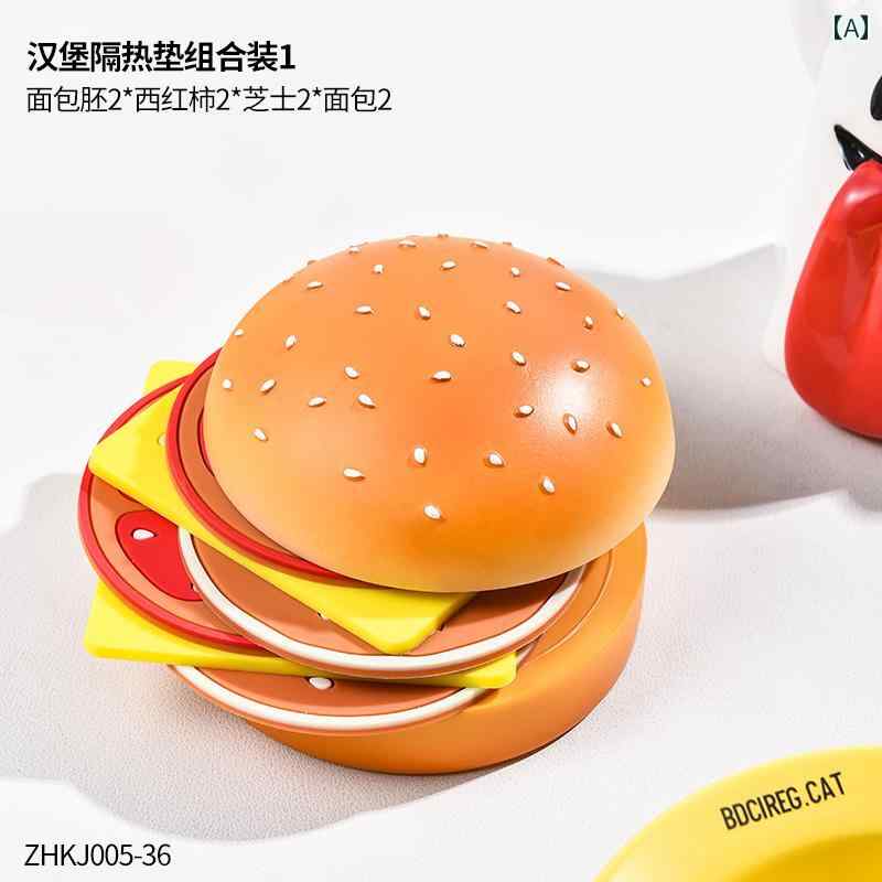 シリコンテーブルマット ハンバーガー コースター コーヒー カップ 断熱 マット セット 卓上 やけど 防止 耐熱 プレート マットな レイヤー