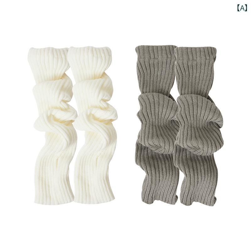 レディースソックス ソックス 付き スノーブーツ | YANGMA ホワイトレディース ニット レッグウォーマー 厚手 ふくらはぎ 秋冬に ぴったり。