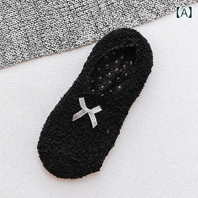 レディースソックス 女性用 大人用 フロア ソックス 秋冬 スタイル 靴 室内用 滑り止め シリコン 冬用 プラッシュ コーラル フリース