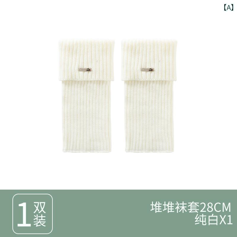 レディースソックス Moxiuの レディース ホワイト スノーブーツ ソックス 秋冬用 スラウチ ニット ヨガ レッグウォーマー Y2K セクシー カーフ ソックス。