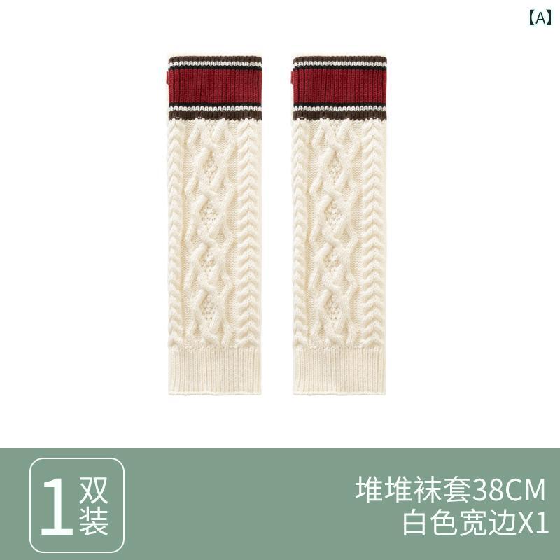 レディースソックス Moxiu 編み込み ソックスに スノーブーツ レディースの 秋冬用 スラウチ ソックス 白い レッグウォーマー ふくらはぎ用の Y2K カラー ブロック ニット ソックスを 合わせました。