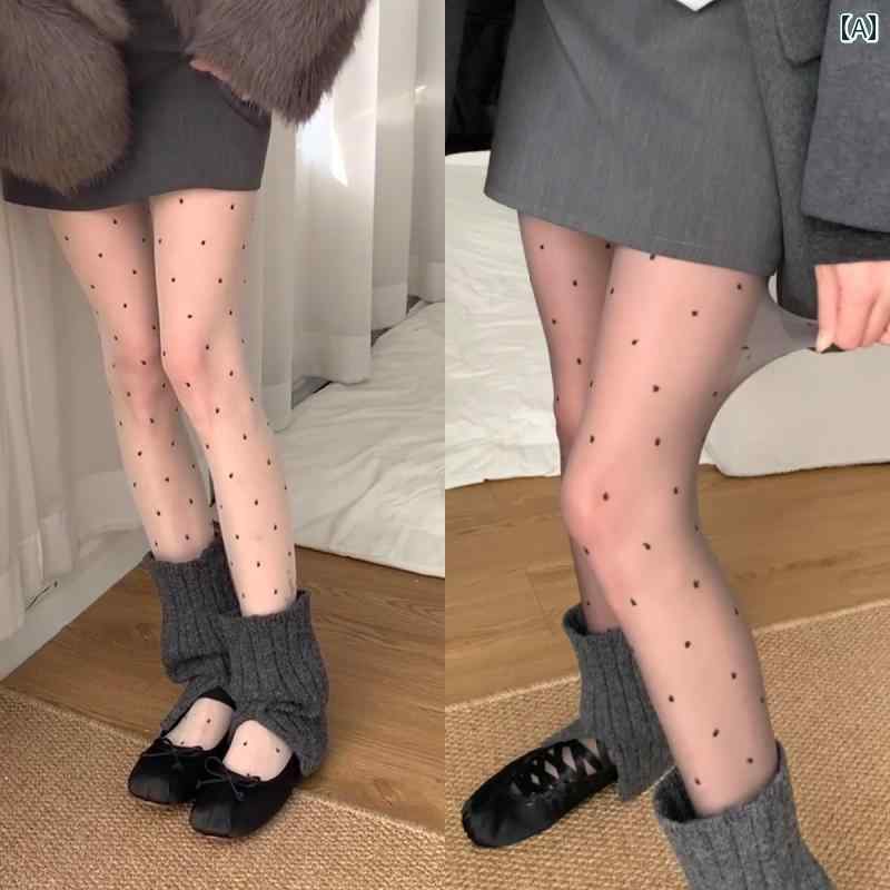 ショートソックス レディース 水玉 ストッキング フック 止め パン スト 薄型 0 d 高 透明 JK ホワイト..