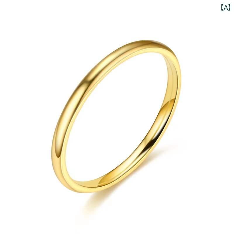 女性用 リング レトロ 光沢の ある フェイク 金 ピグメント リング クール 遺産 18 K カラー ゴールドファッション