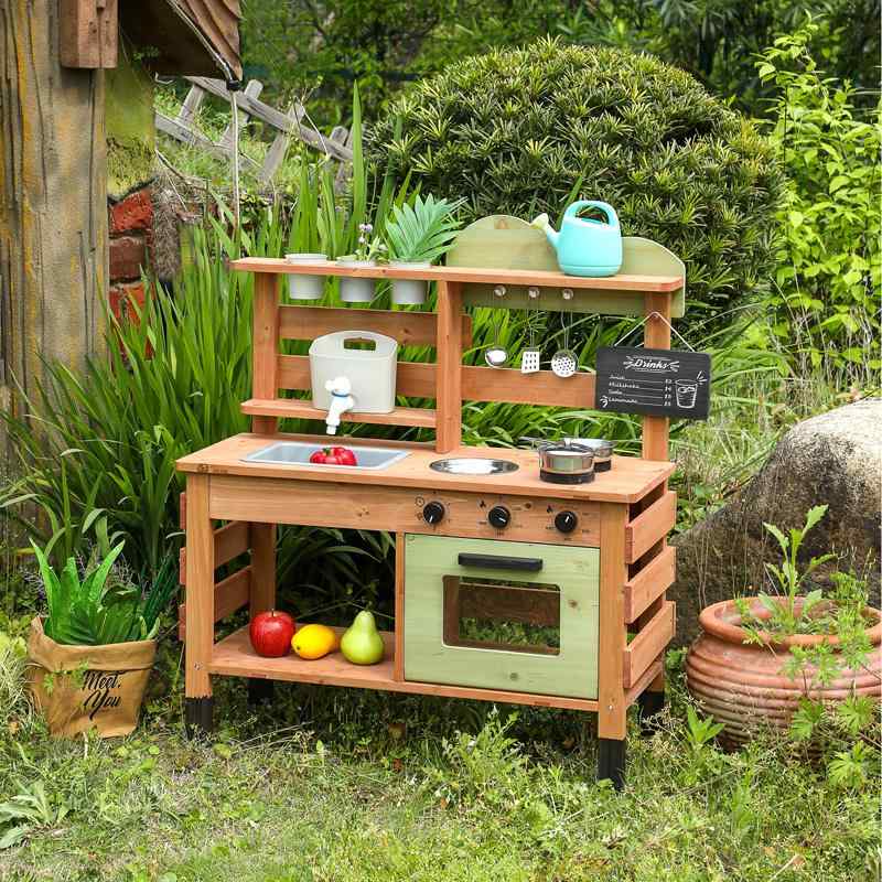 子供用 キッチン おもちゃ 幼稚園の 屋外 泥 キッチン おもちゃ 木製の 子供の 遊び 家 水 調理 ストーブ 中庭 野菜 ガーデン