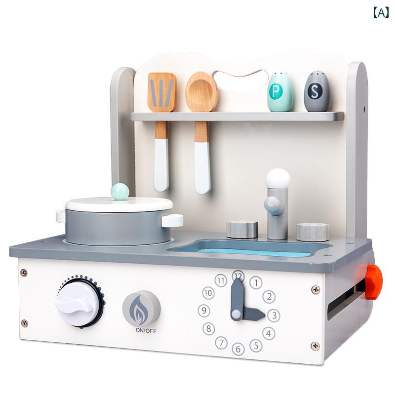 子供用 キッチン おもちゃ 木製 ストーブ セット 女の子 ごっこ 遊び 用品 ドール ハウス 料理 出産 祝い