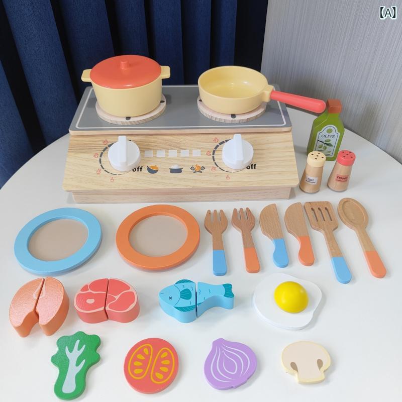 子供用 キッチン おもちゃ 木製の 子供用 キッチン おもちゃ セット 女の子 ふり 料理 シミュレーション ストーブ 小中 クラスの 教育 エリアの 材料