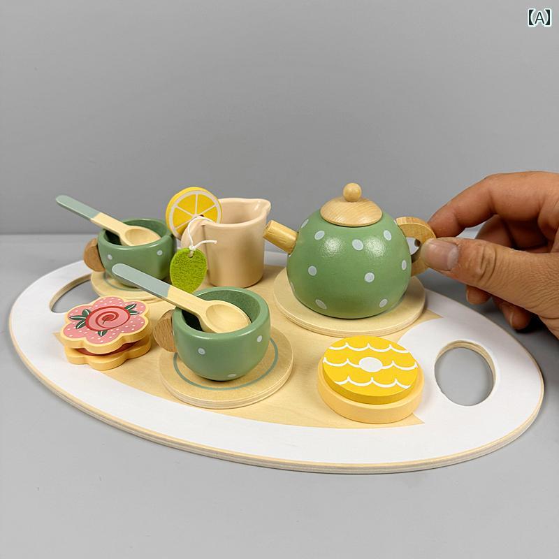 子供用 キッチン おもちゃ 子供用 プレイハウス リアル ティーポット 女の子用 アフタヌーンティー キッチン おもちゃ 木製 ケーキ 幼稚園 誕生日 プレゼント