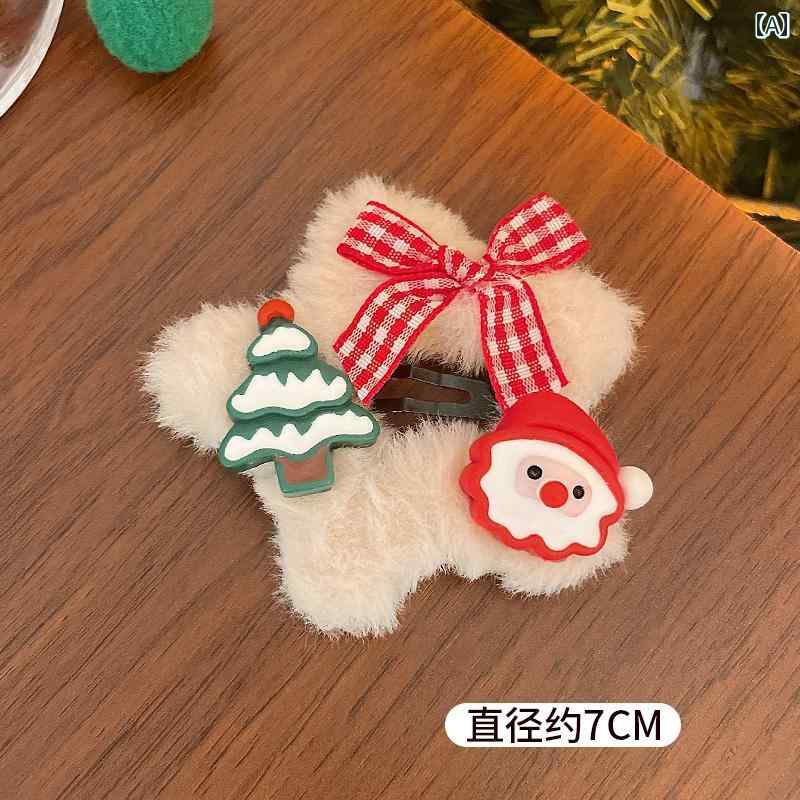 クリスマスの飾り 女性用 赤 いな 星の ヘア ピン クリスマスの 雰囲気の ヘッド ドレス 弓型 サイド ..