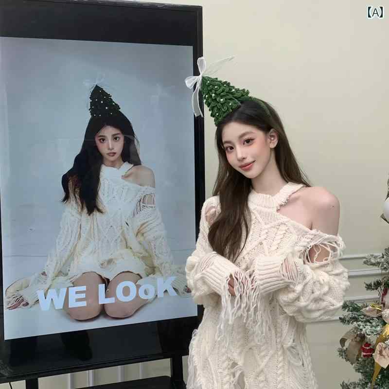 クリスマスの飾り グリーン クリスマス ツリー ツイスト スティック ヘッド バンド ドレス パーティー ..