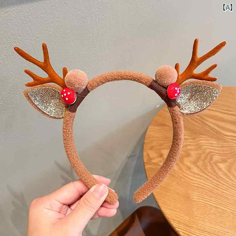 クリスマスの飾り 新年の ヘッド バンド バックル 鹿の 角 ヘア アクセサリー クリスマスの 森の 甘くて かわいい おもしろ ピン(3)