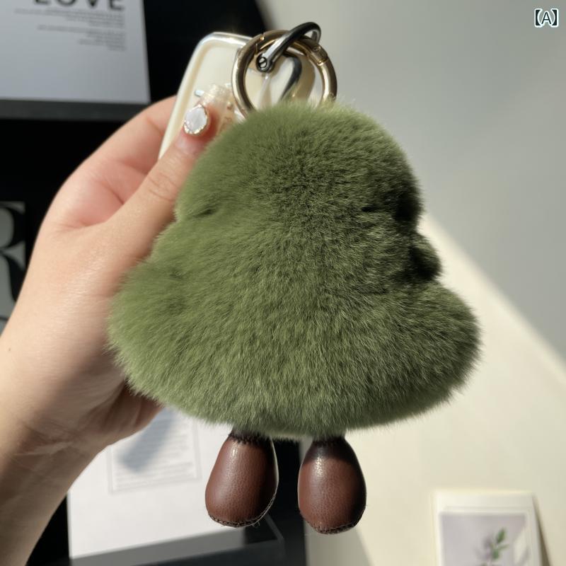 クリスマスの飾り かわいい 小さい 木 レックス ウサギの 毛皮の クリスマス ツリー バッグ ペンダント..