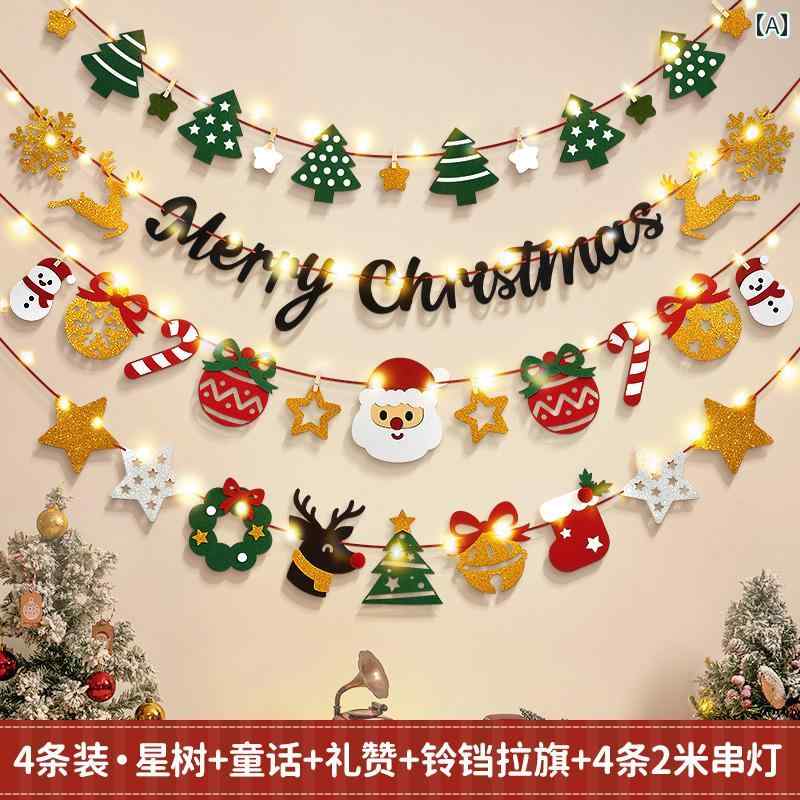 クリスマスの飾り クリスマスフラッグ 花 吊り下げ オーナメント シーン レイアウト ペンダント 写真の..