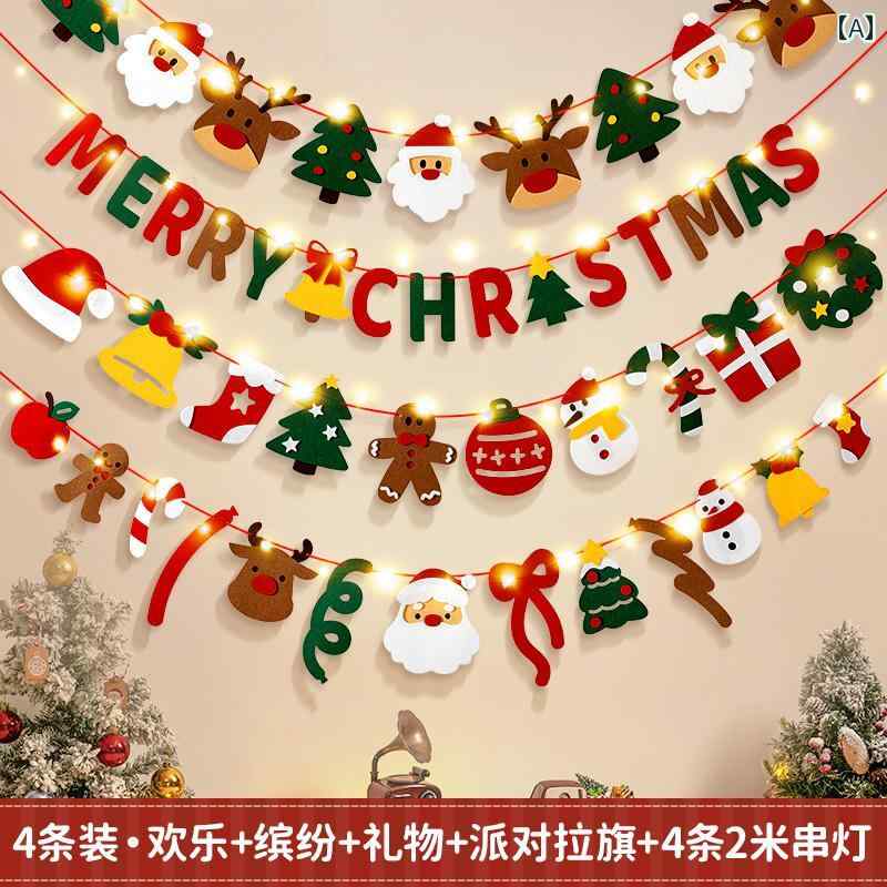 クリスマスの飾り クリスマスフラッグ 装飾 雰囲気 ライト シーン レイアウト 撮影 小道具 フラワー ペ..