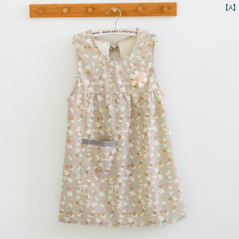 花柄 エプロン キッチン 調理用 エプロン 家庭用 コットンカバー ノースリーブ ウエスト コート スタイル レディース 美しい ファッション リバース ウェア...