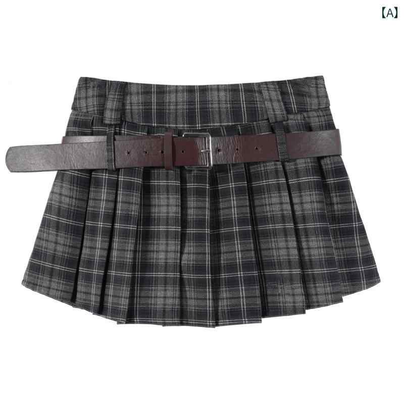 チェック柄 ミニスカート ブラウンの プリーツスカート レディース 春秋 2024 JK ハイウエスト スリム aライン ショート スカート ホット ガール レトロ チェック 柄