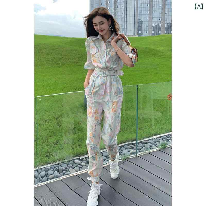 ジャンプスーツレディース ジャンプスーツ レディース 2025 春 プリント お姫様 スタイル スリム ワー..