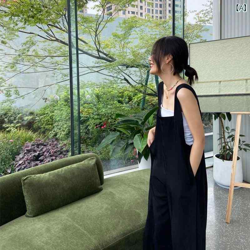 ジャンプスーツレディース 時代を 越した オーバー オール すっきりと した ストレートの ゆったり ジャンプスーツ の 白い サマー レディースの ワイド レッグ フロア レングス パンツ