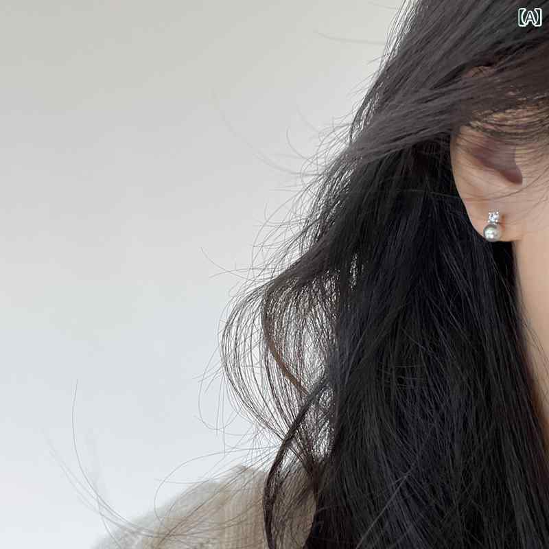 パールイヤリング クールで ハイエンド Shijia シルバーグレー / ダーク グレー シングル ジルコン 925..